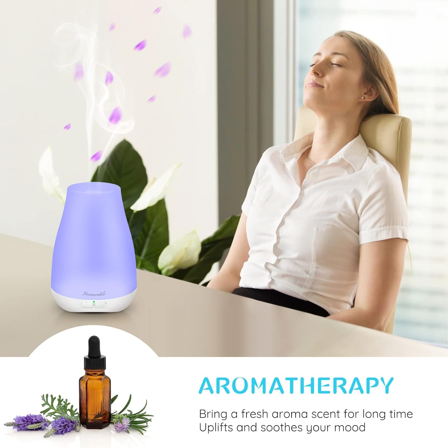Homeweeks Diffusers, 100ml Colorful Essential Oil 100 Ml 1 Pack, Basic White