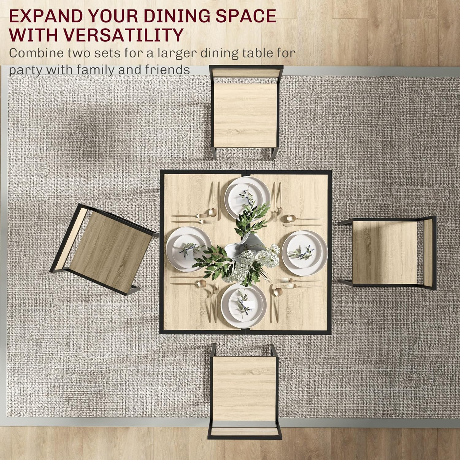 Small Dining Table Set for 2 Compact for Small Spaces, Oak | Kitchen Table and C