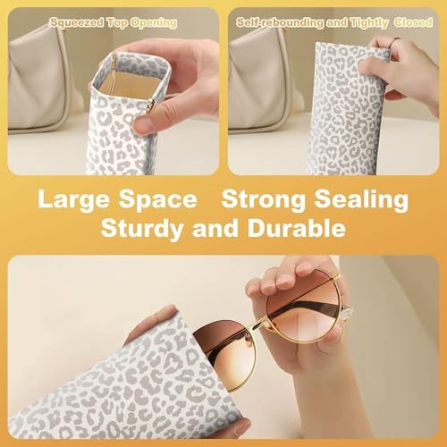 2 Pcs Sunglasses Eyeglass Glasses Case, 33-leopard Print Black and Grey(2pcs)