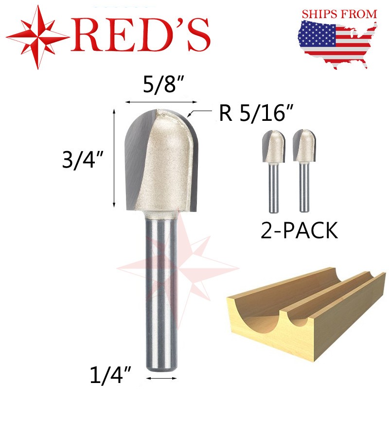 Tideway Carbide Pro LC05041004 5/8"X 3/4 Round Nose 1/4" shank router bit 2-PACK