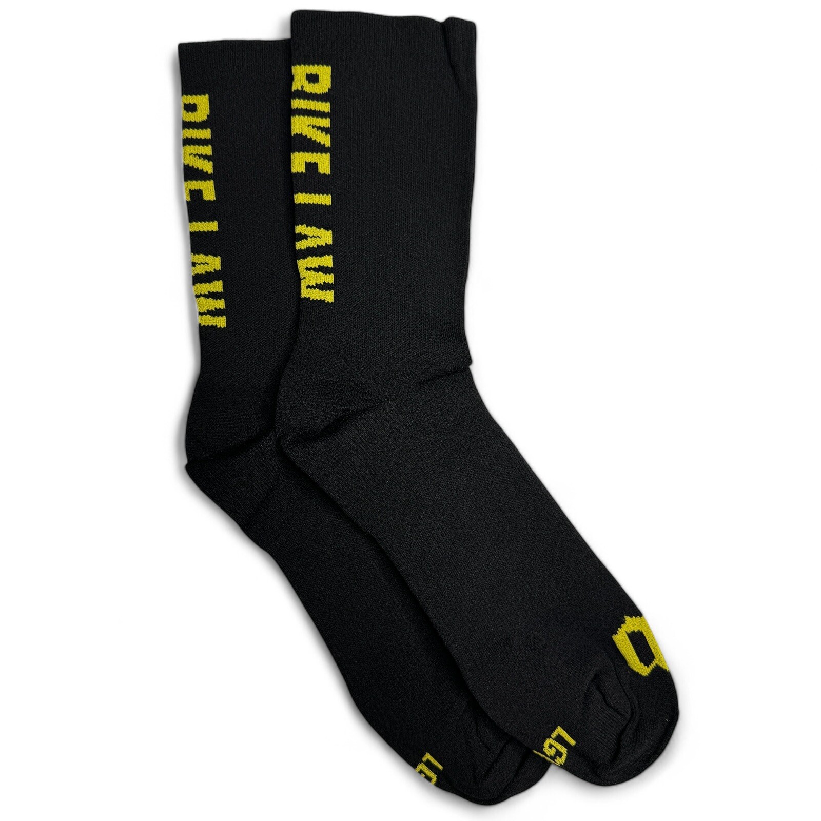 Wattie Ink Unisex Cycling Socks Size L Black Yellow Bike Law 1 Pair NWOT