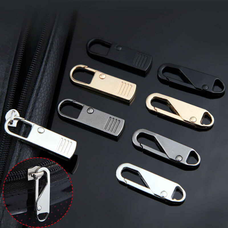 6/1pc Metal Zipper Pull Tab Replacement Puller Zip Extender for Bag Jacket Coat+
