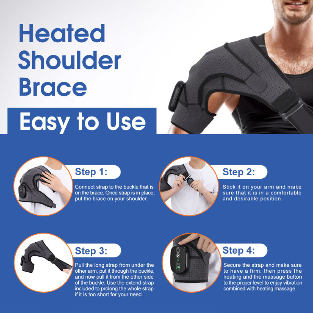 Electric Heated Shoulder Brace Massage Rotator Cuff Support Compression Wrap
