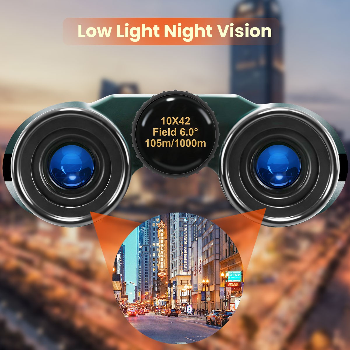 Powerful 10x42 Binoculars BAK4 HD Long Range Hunting Pro Bird Watching Telescope