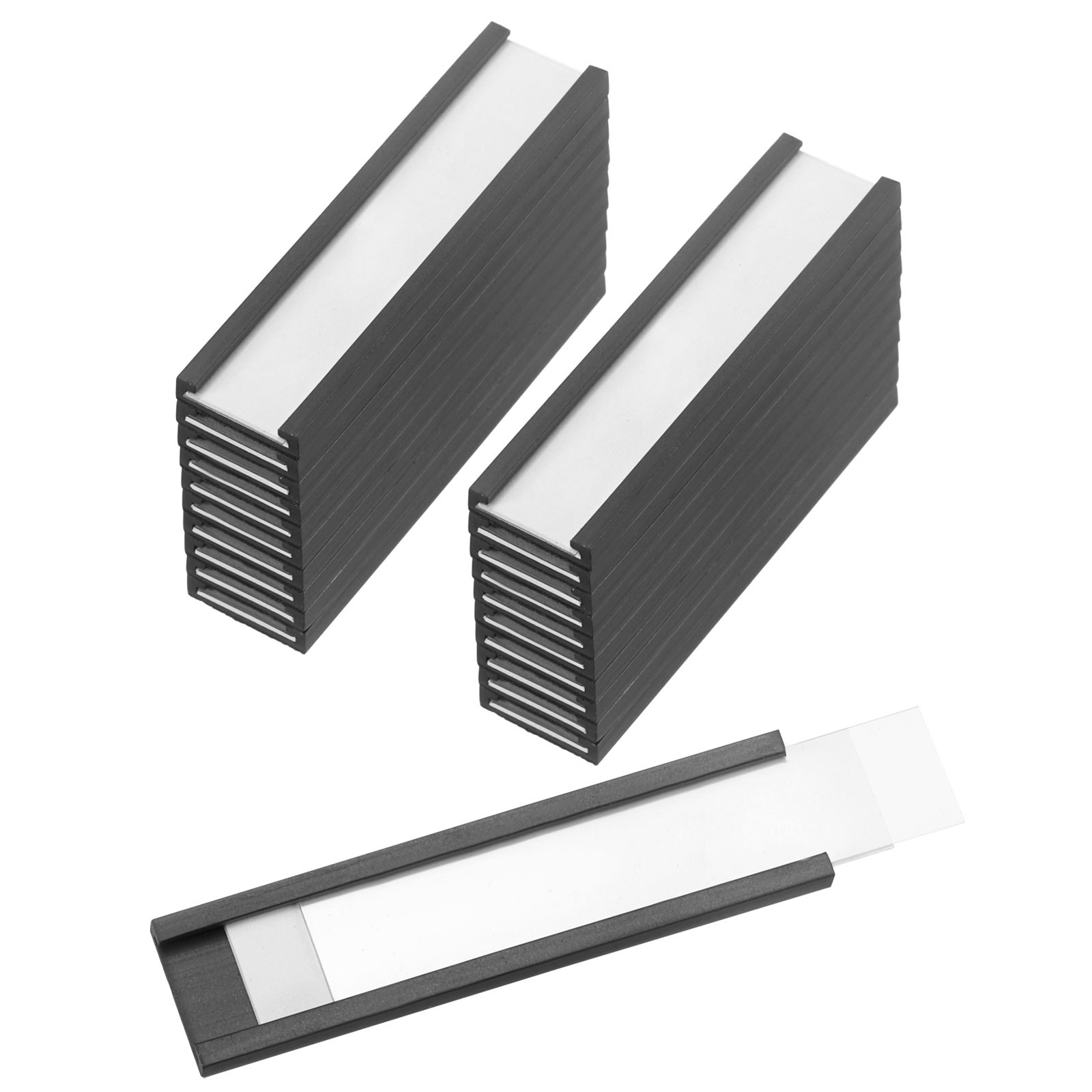 25 Pcs Magnetic Label Holder 2" x 0.5" with Paper Inserts C Channel