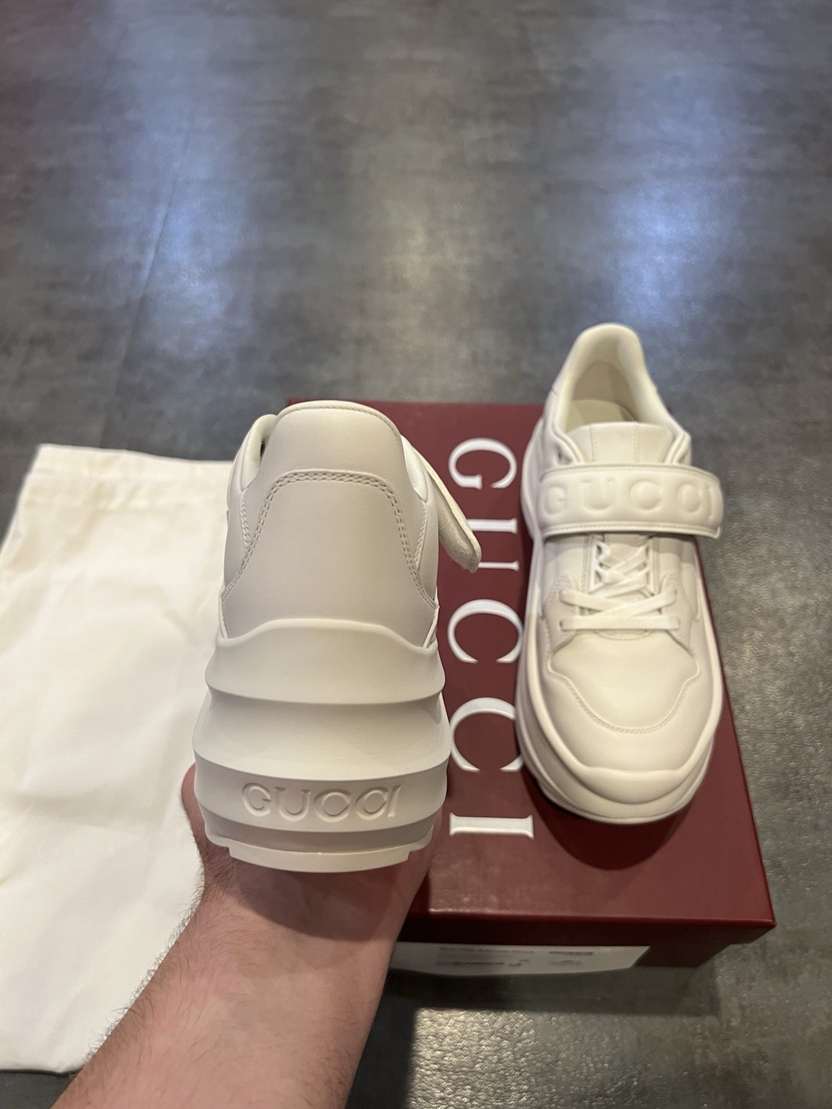 $1190 Gucci Women’s Wave Wedge Leather White Low Top Sneakers EUR 37.5 / US 7.5