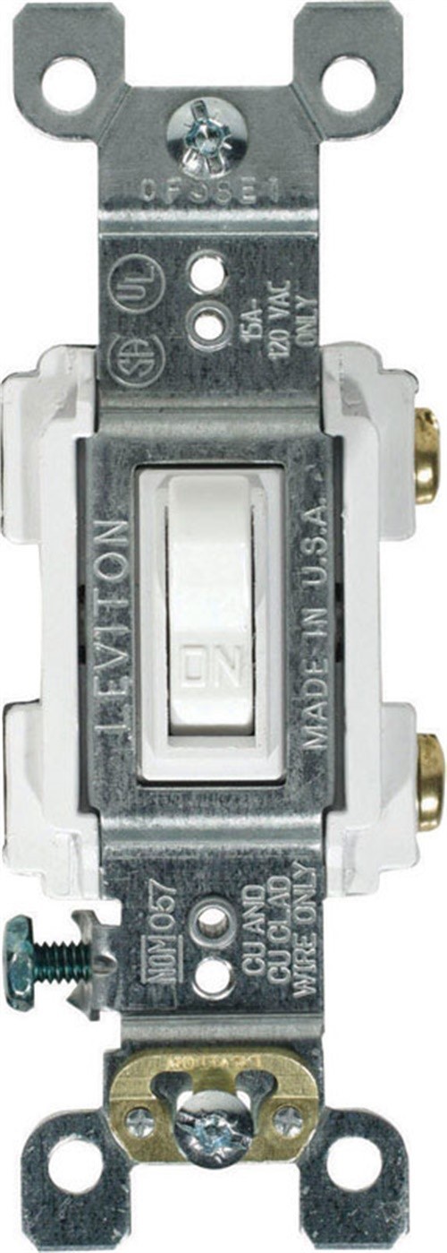 Leviton RS115-WCP White 15A 120V 1-Pole Thermoplastic Toggle AC Quiet Switch