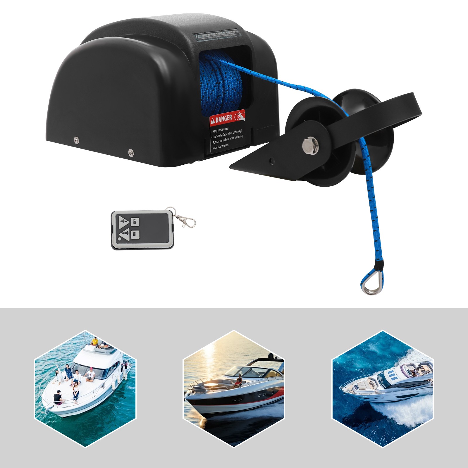 45 Lbs Boat Marine Electric Anchor Winch Wireless Remote Free Fall