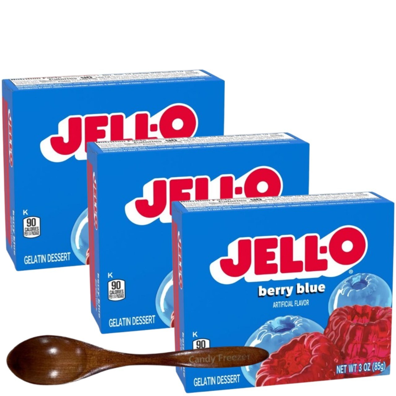 Jell-O Gelatin Dessert Mix 3oz w/ Wooden Spoon (Berry Blue)