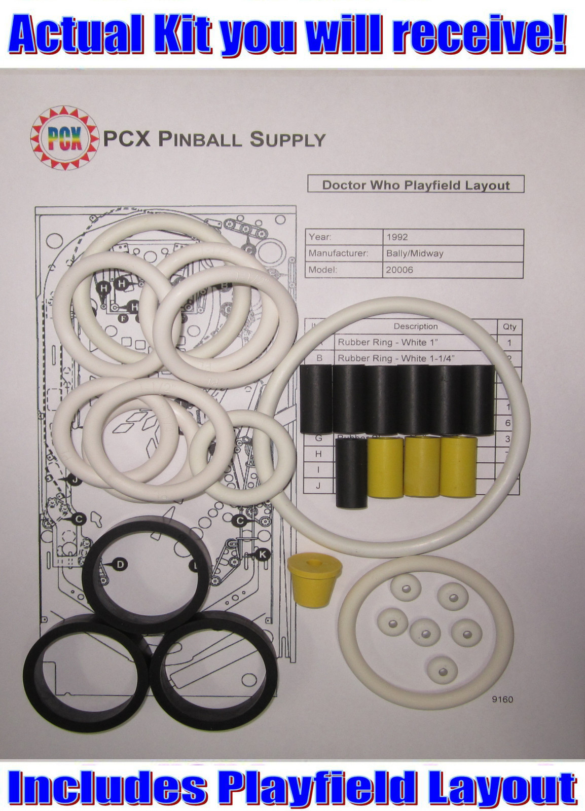 1992 Bally/Midway Doctor Who Pinball Rubber Ring Kit - aka Dr. Who