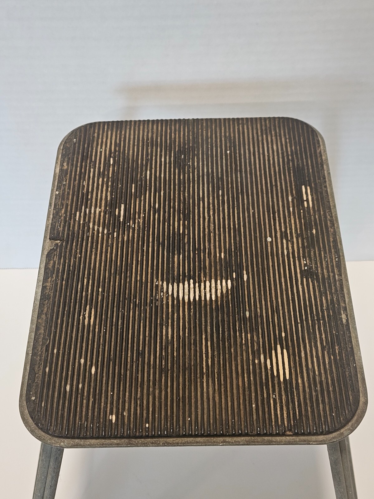 Vintage Steel and Rubber Industrial Kitchen Foot Stool