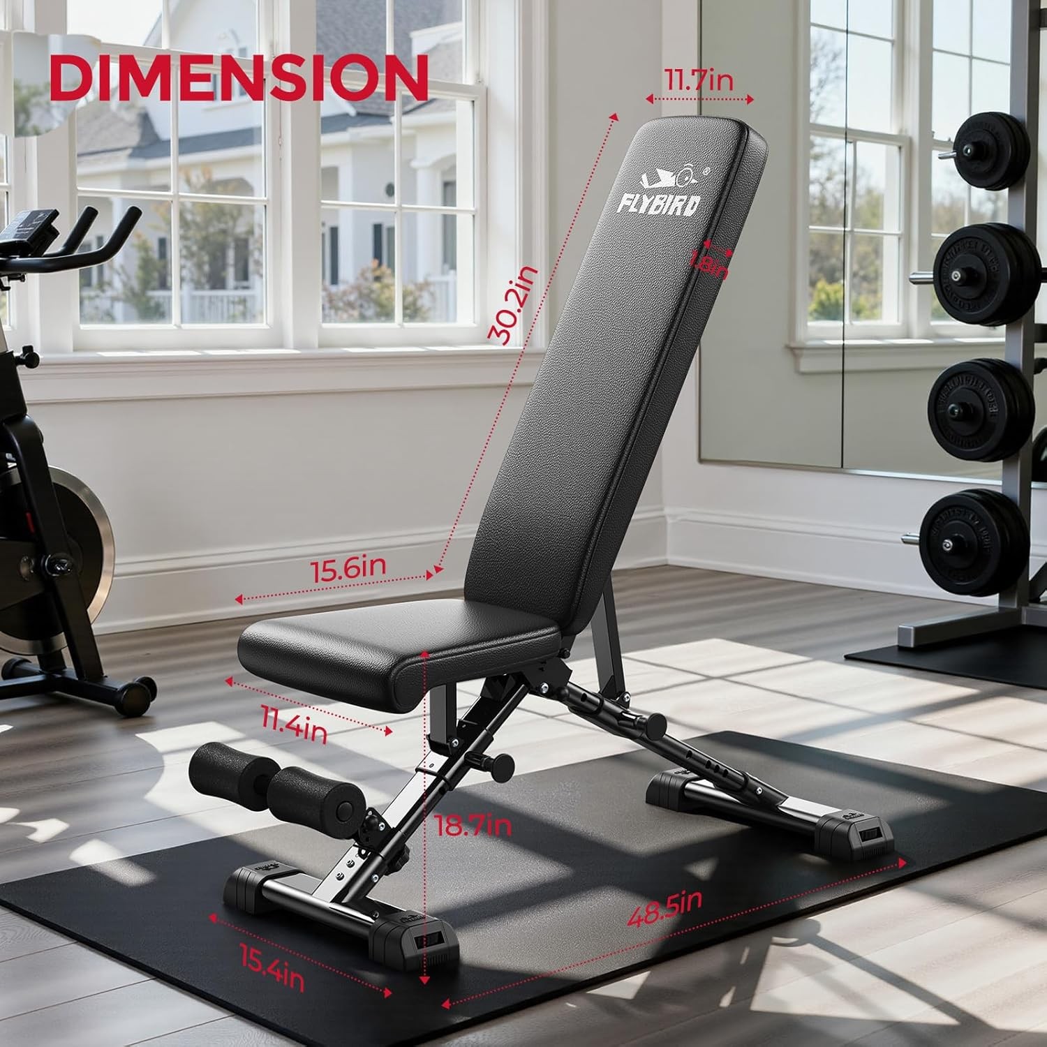 FLYBIRD Adjustable Weight Bench, Foldable