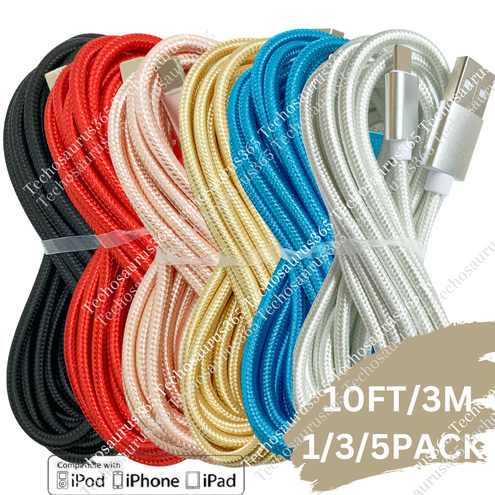 USB Fast Charger Cable 10FT Heavy Duty Charging Data Cord For iPhone 14 13 12 8