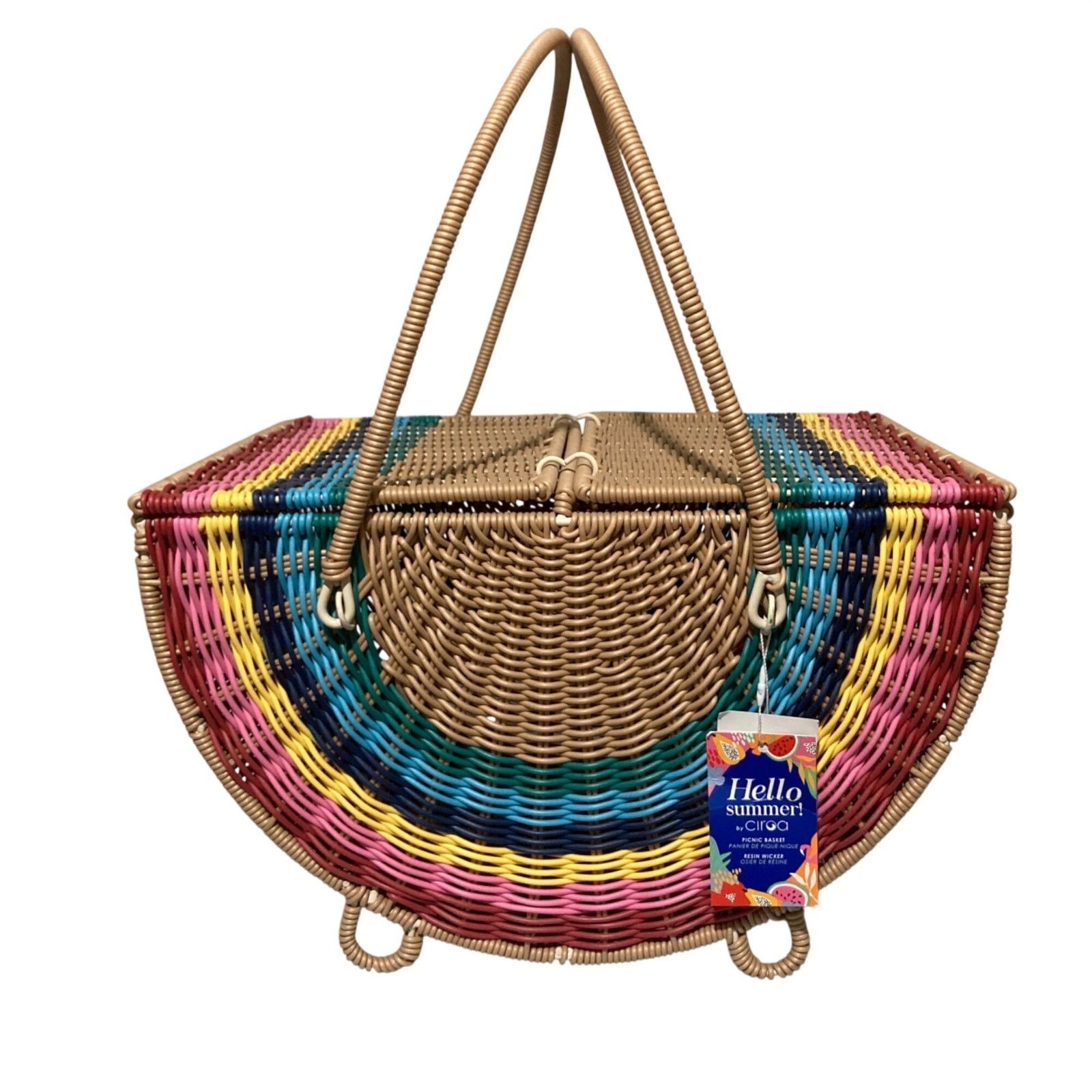 Ciroa Retired Viral Rainbow Resin Wicker Picnic Basket