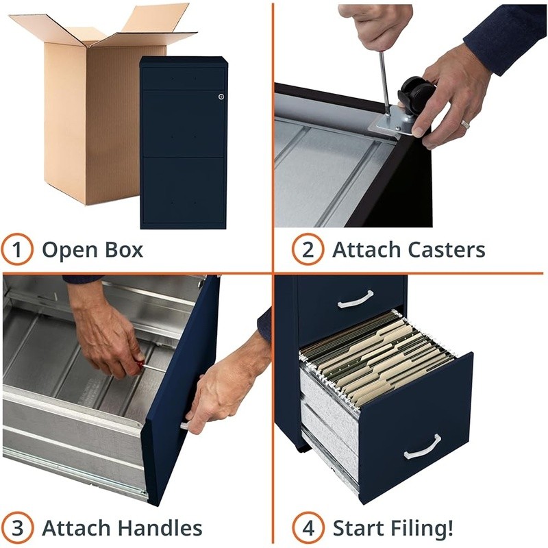 3 Drawer Rolling File Cabinet Mobile Storage Solution W/ Lockable Drawers New