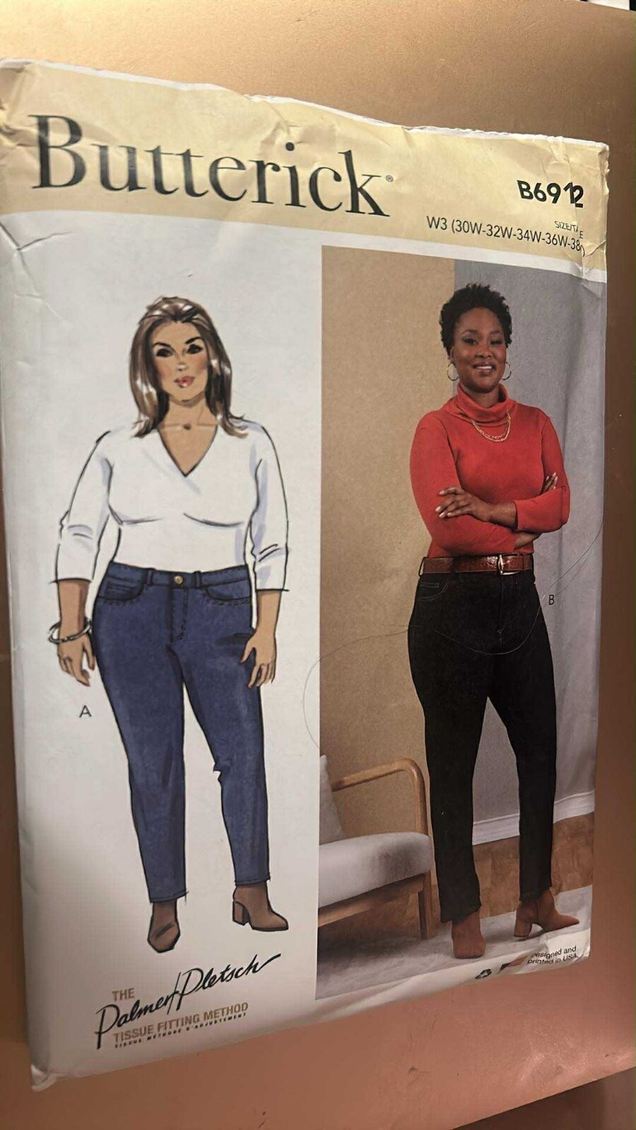 Butterick B6912 6912 Sewing Pattern Womens jeans Palmer Pletsch Sz 20W-28W UNCUT