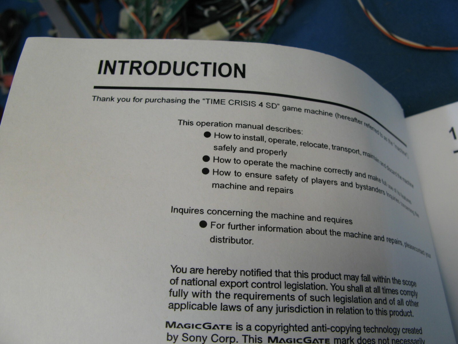 Namco Time Crisis 4 SD Used Arcade Game Manual