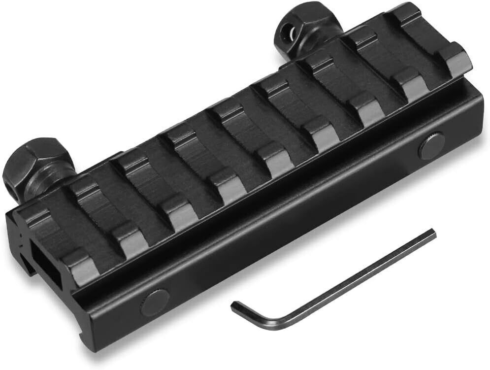 1/2" inch Riser Mount Flat Top Low profile Matte Black Aluminum Picatinny 8 slot