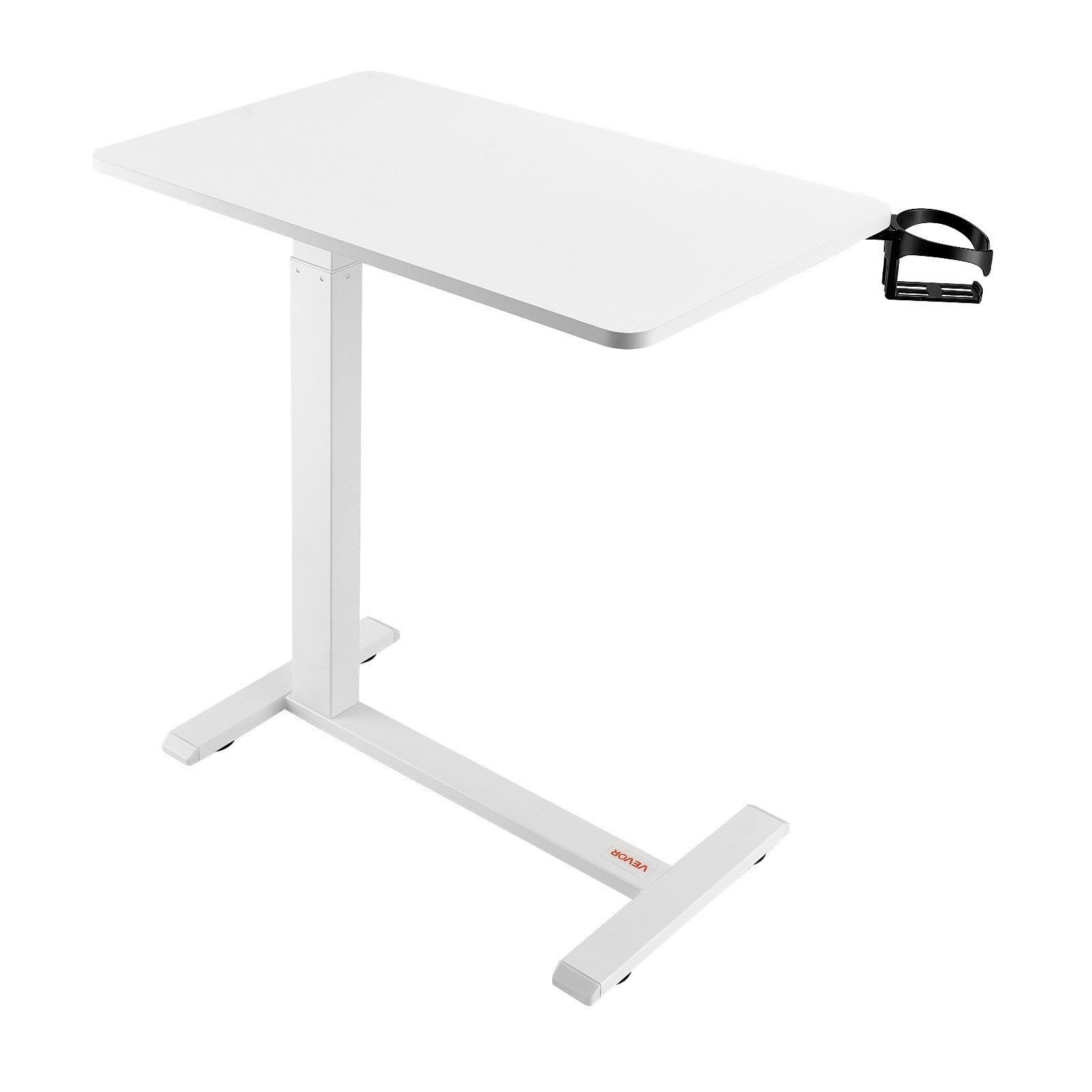 Overbed Table, Mobile Bed Side Table with 4 Hidden Wheels, Height Adjustab