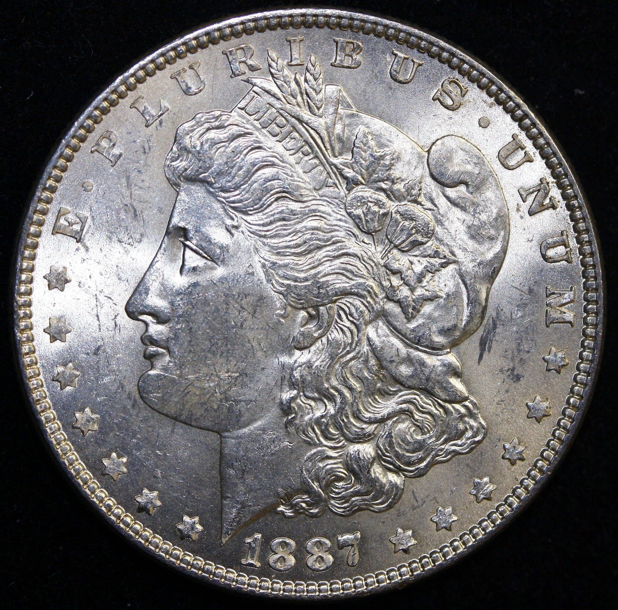 1887 Morgan Silver Dollar $1 BU Uncirculated #V44