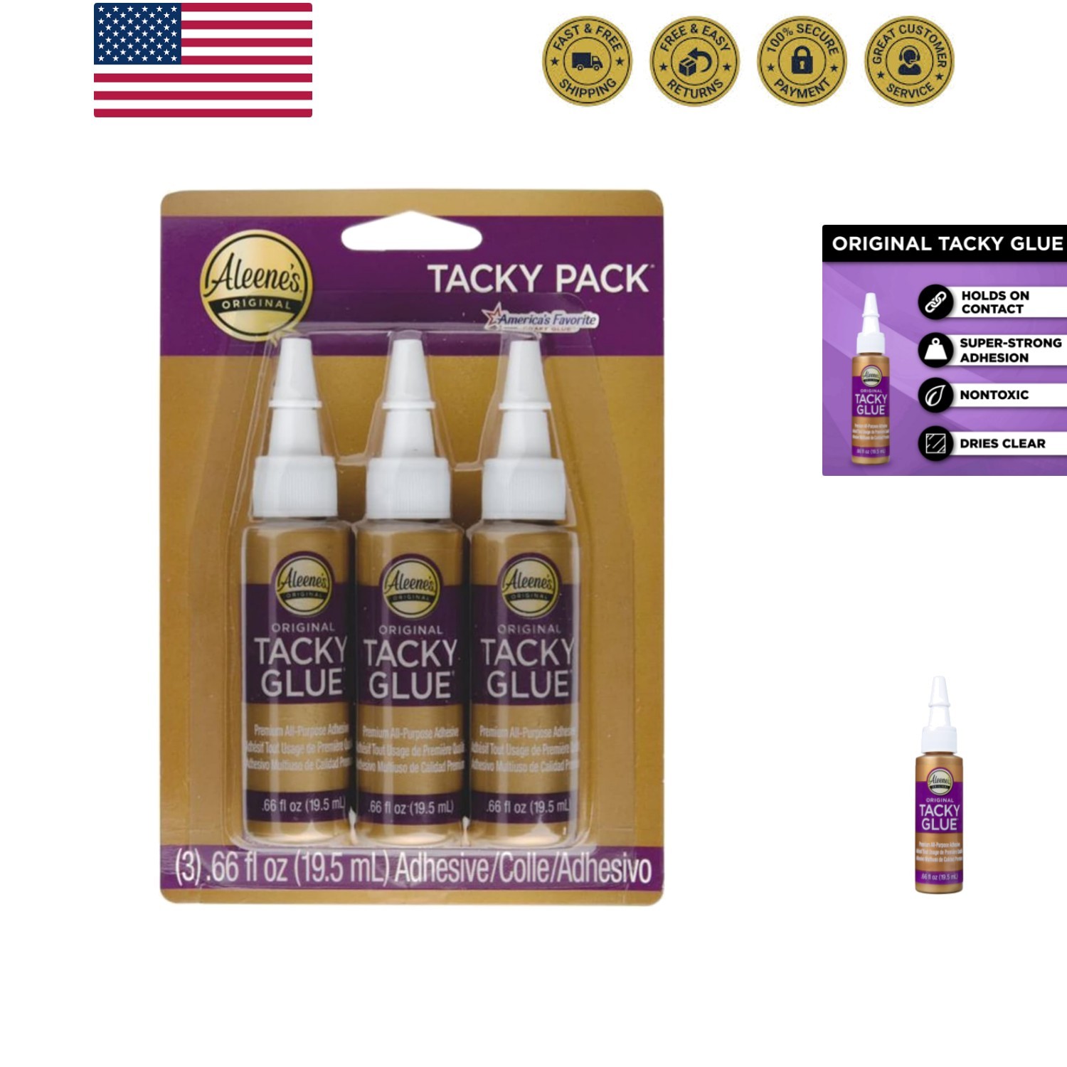 Tacky Glue, Perfect for Crafts and DIY Projects, Dries Fast and Clear, .66 fl...