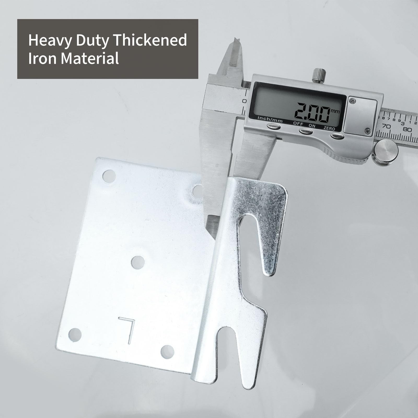 Mcredy Bed Rail Brackets, Heavy Duty Silver Bed Frame Hooks, 5-Hole, 4Pcs