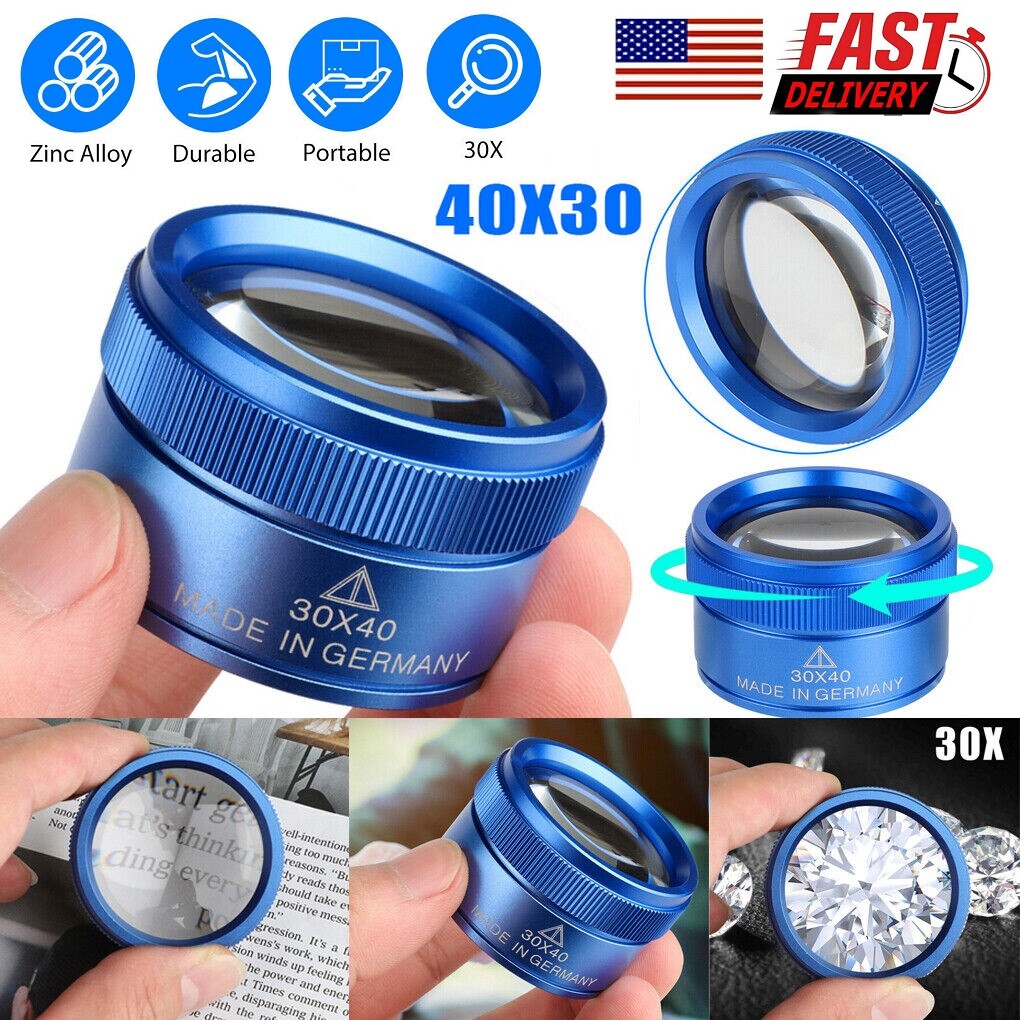 40X30 Magnifying Loupe Jewelry Eye Glass Magnifier Jewelers Loop Pocket New USA