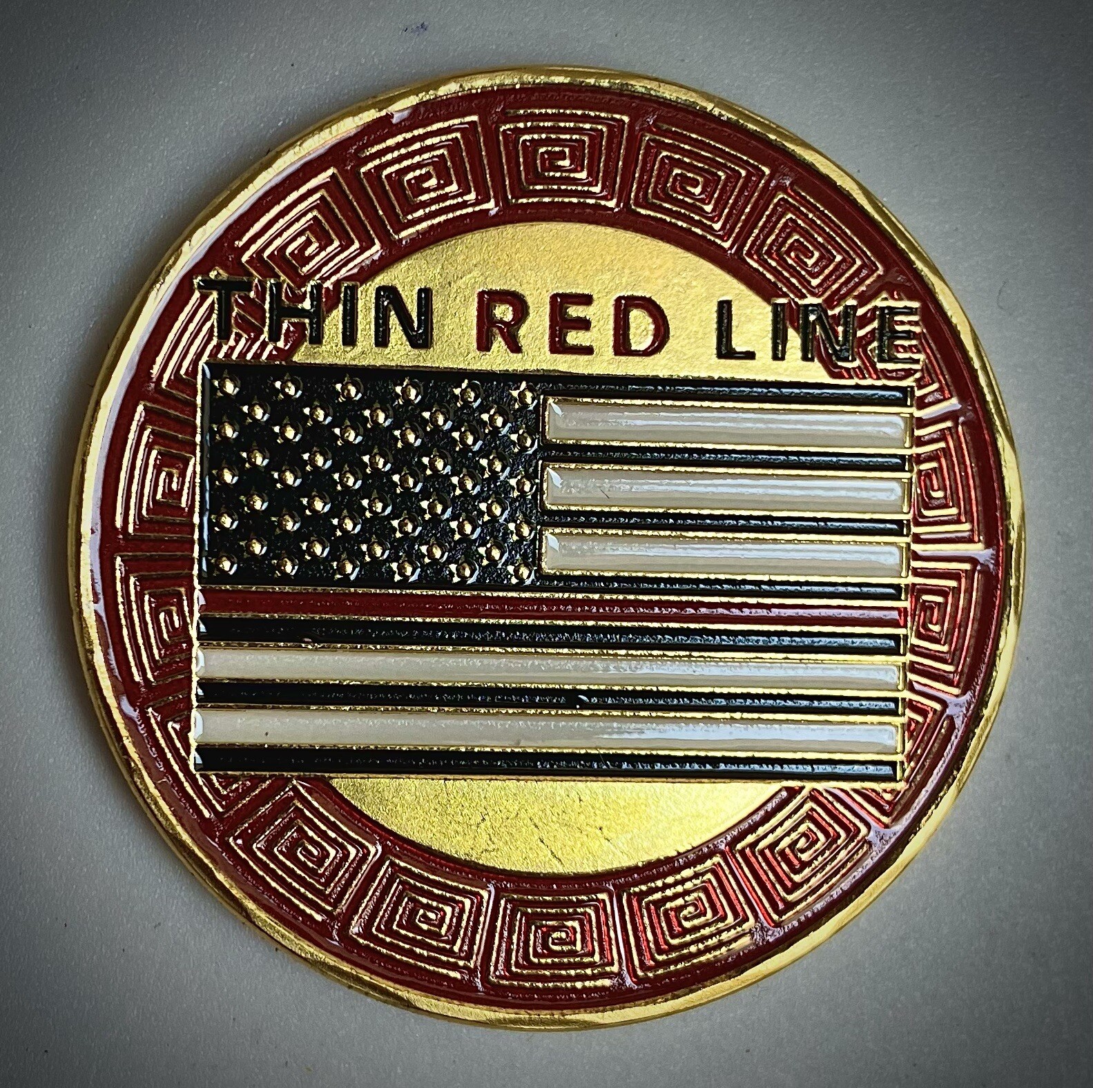 Thin Red line Firefighters Challenge Coin-Gold In Color-NEW-Collectors-American