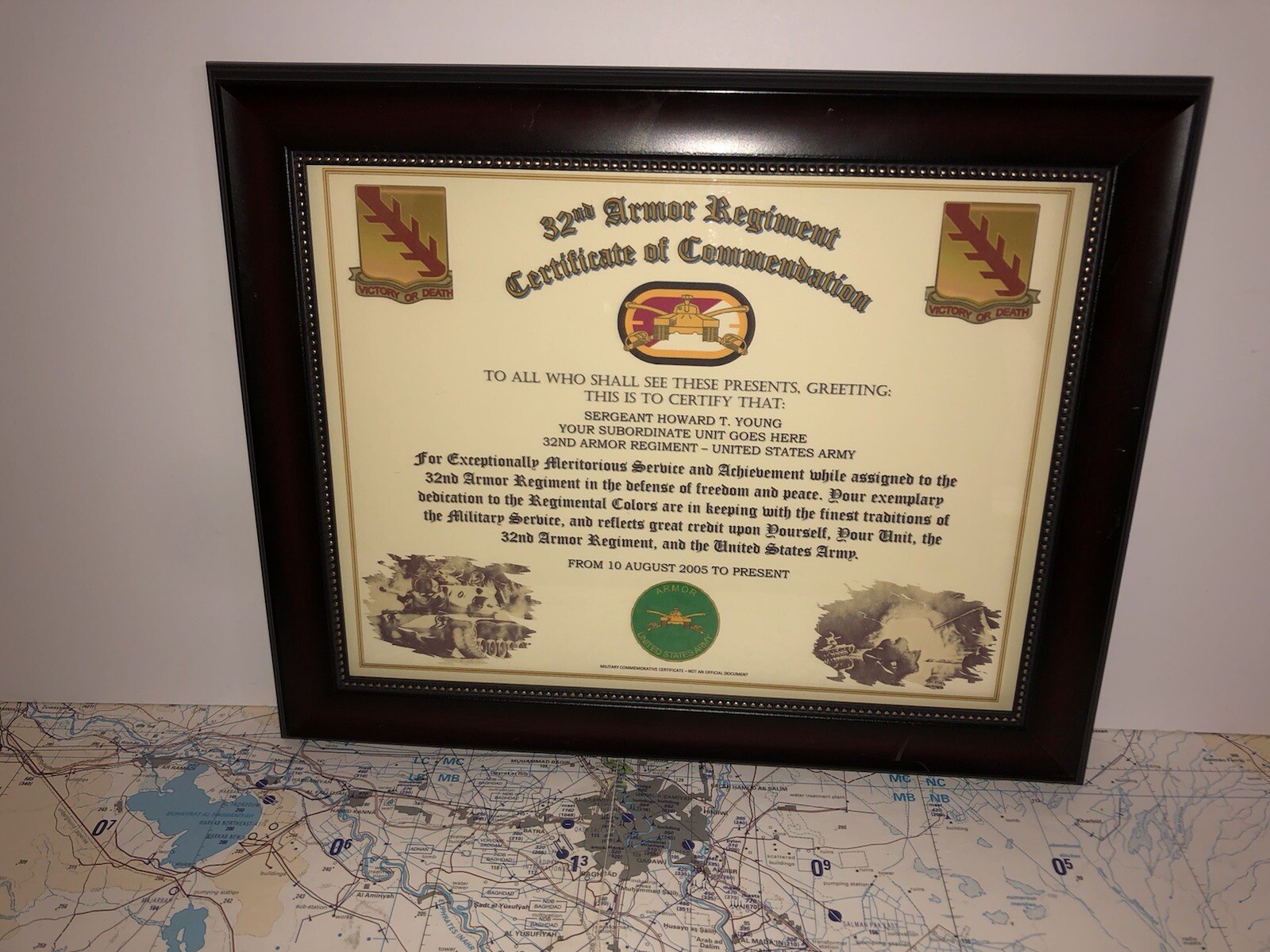 32ND ARMORED REGIMENT / COMMEMORATIVE - CERTIFICATE OF COMMENDATION