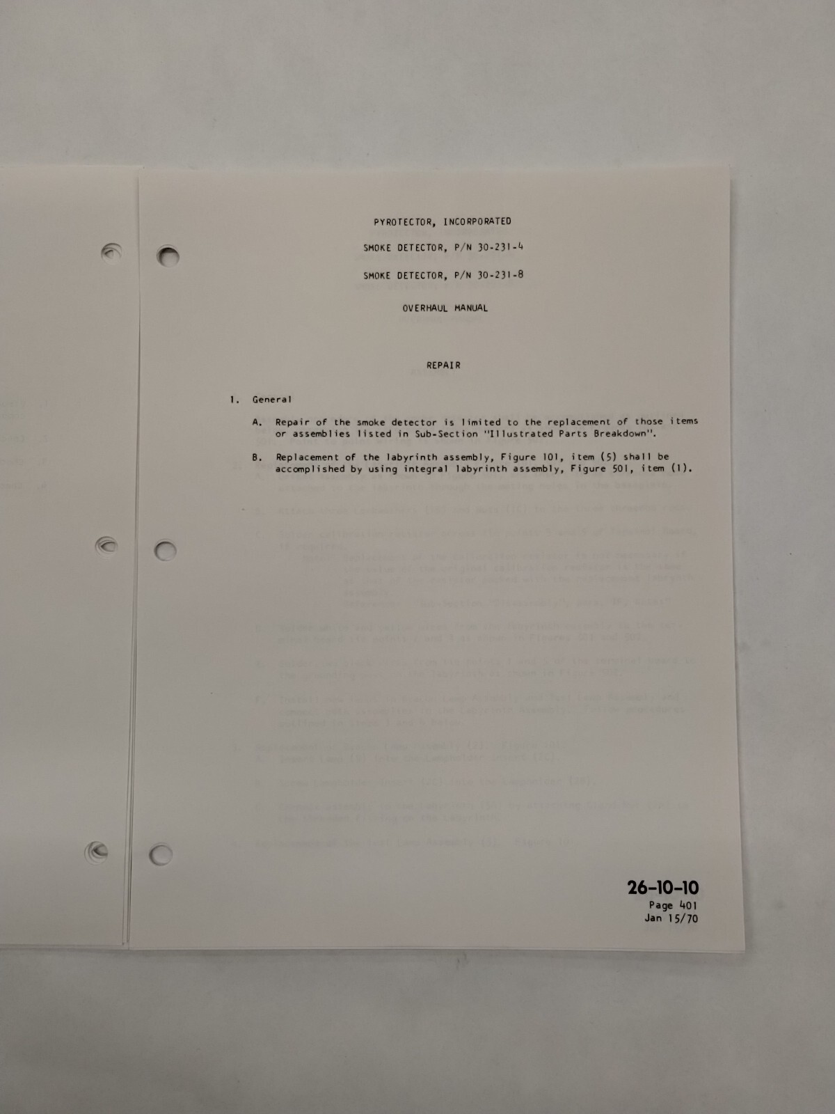 Pyrotector Incorporated Smoke Detector Overhaul Manual-Original