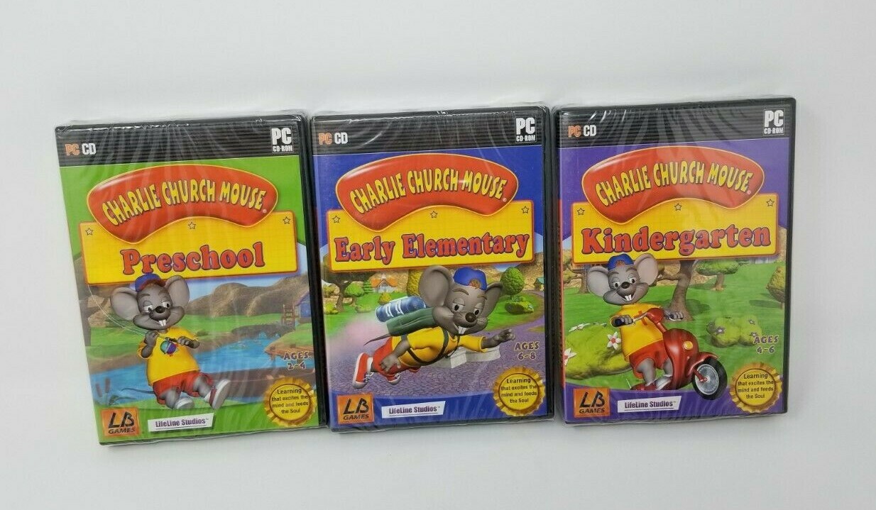 3 VTG Charlie Church Mouse PC CD Games Preschool Kindergarten Elementary NIP
