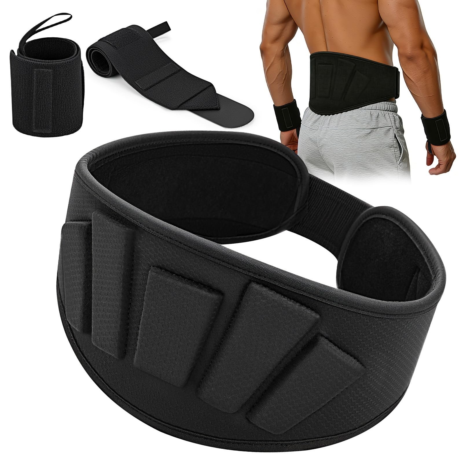 Weightlifting Belt & Wrist Wraps Combo - Auto-Lock Weight Lifting Belt 6.5" B...
