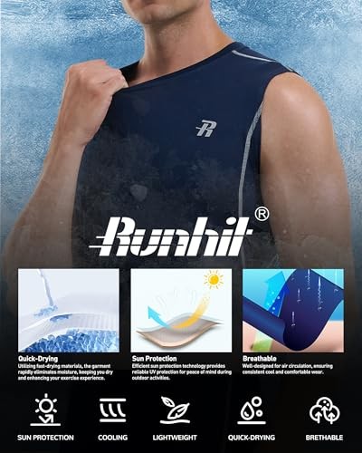 2 Pack Men's Compression Shirts Sleeveless Workout 3X-Large White+navy Blue
