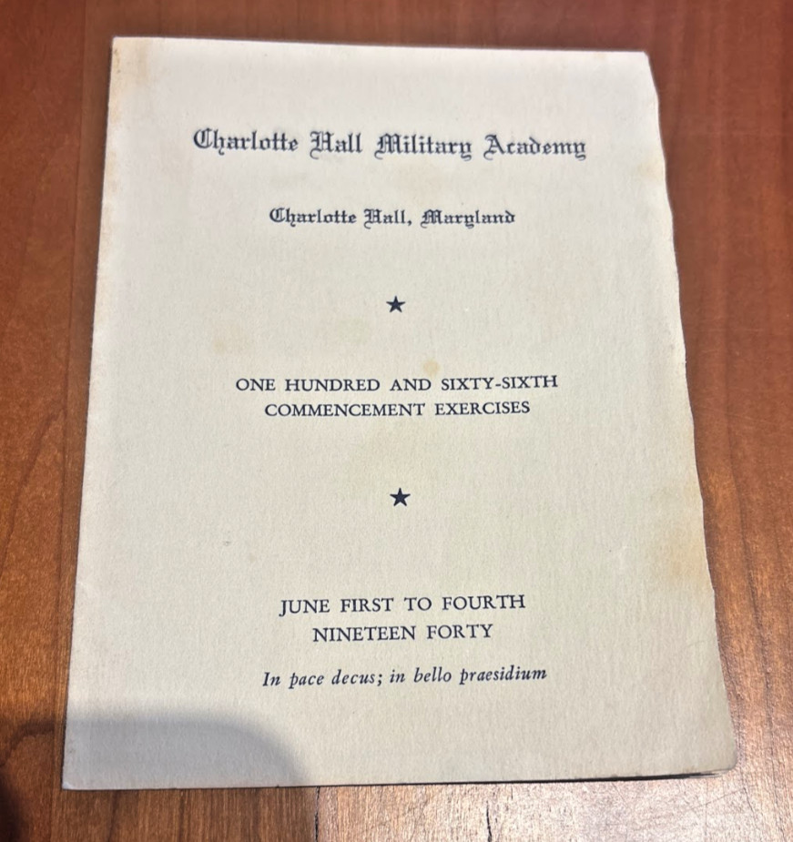 FREE SHIP! 1940 Charlotte Hall Military Academy Maryland Commencement Booklet