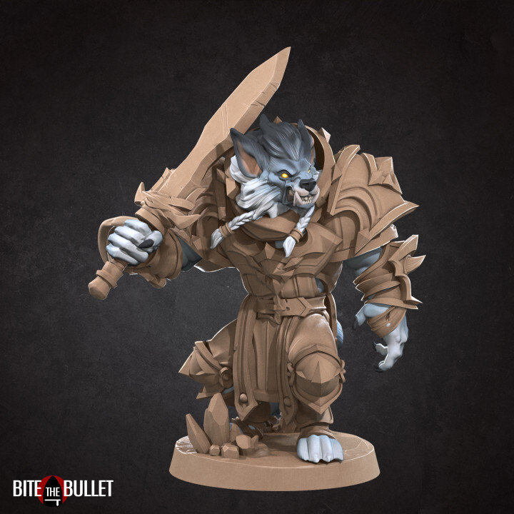 Worgen Fighter with Sword - Bite the Bullet Fantasy D&D Miniature