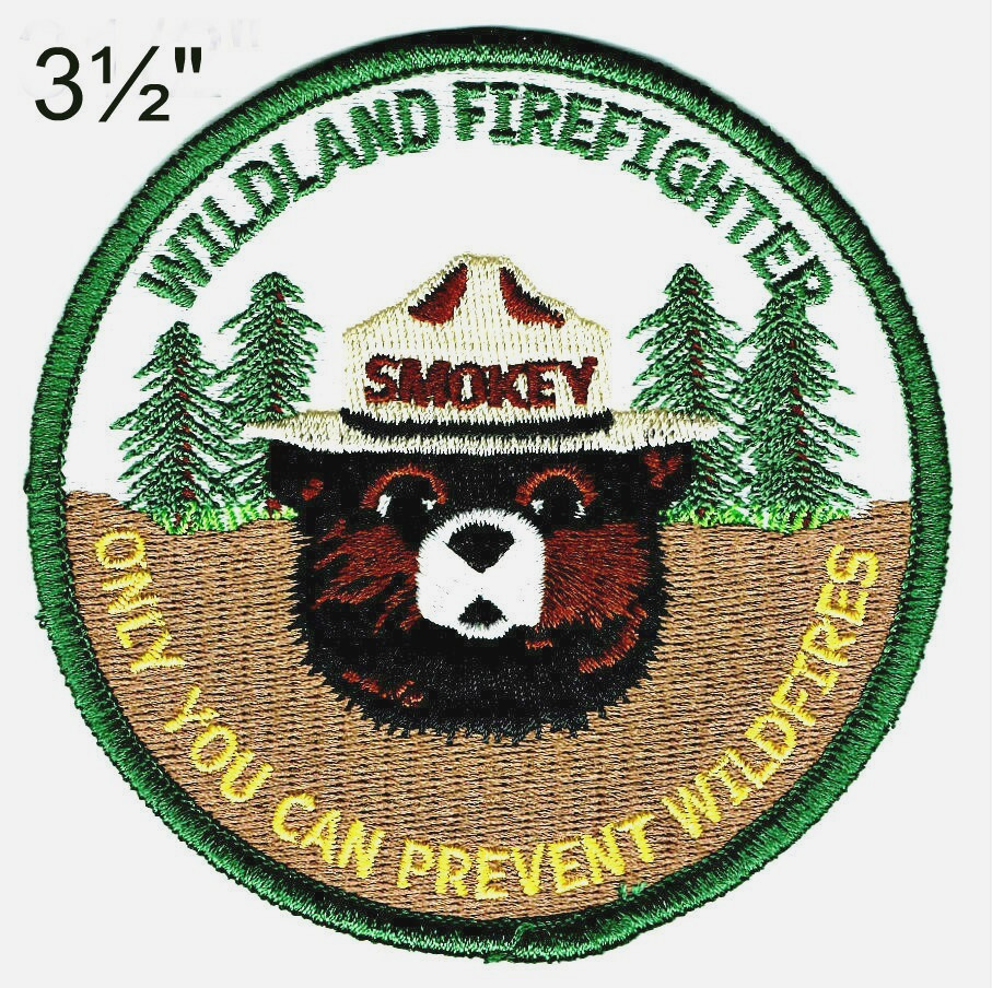 OFFICIAL SMOKEY BEAR Patch Iron-on Embroidered Wildland Firefighter Hot Shot NEW