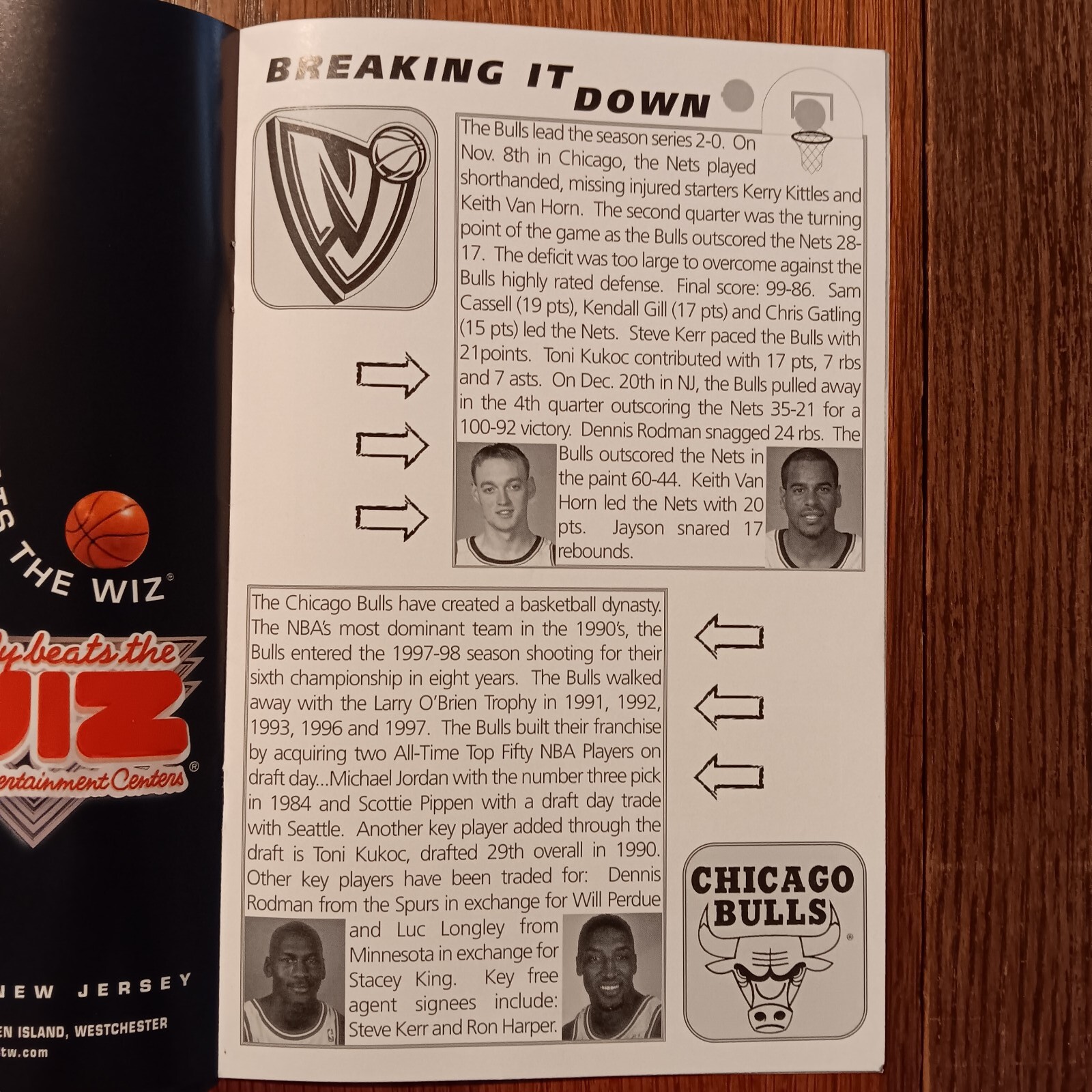 Nets Vs. Bulls January 23,1998 Game Day Program