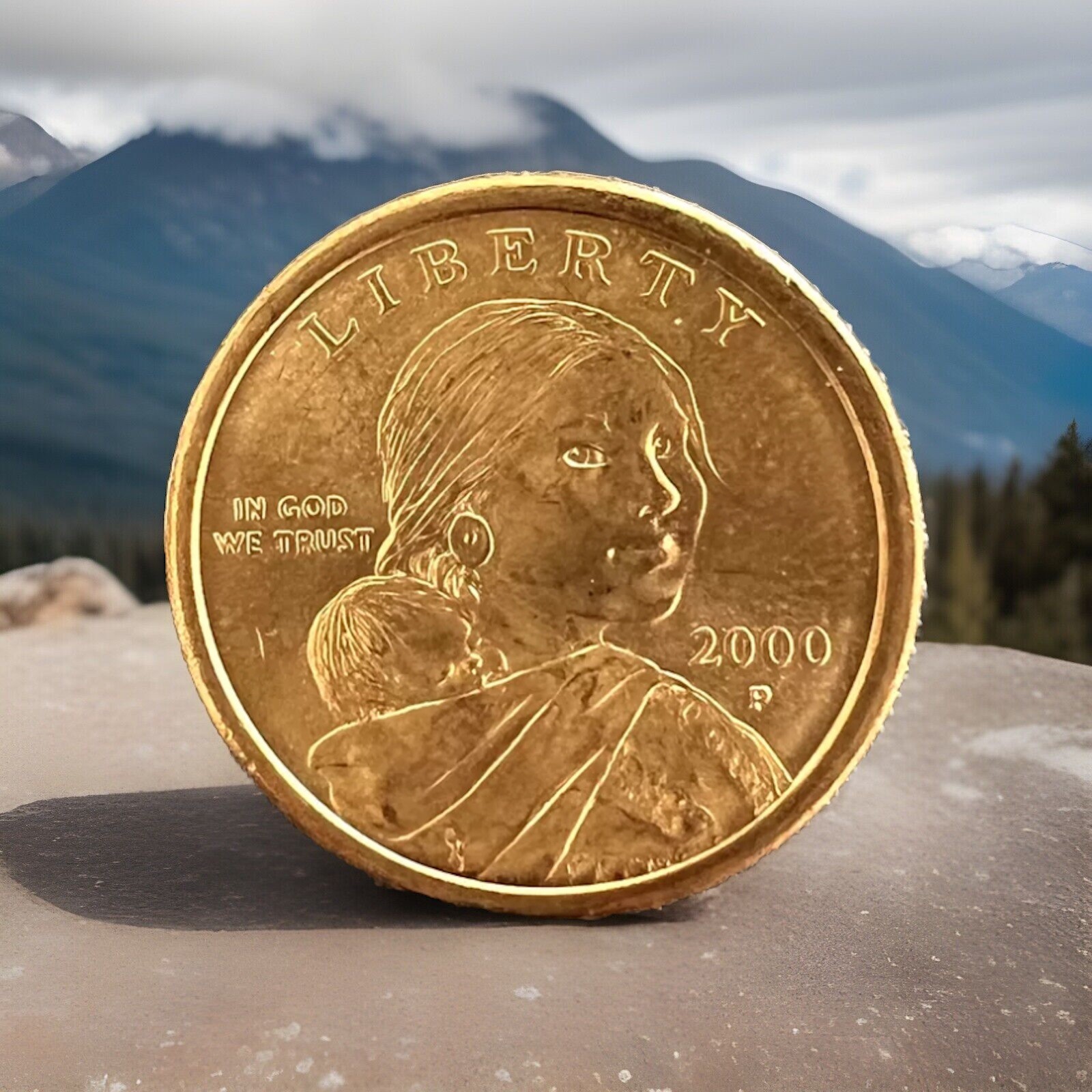 2000 P SACAGAWEA ONE DOLLAR US LIBERTY GOLD COLOR COIN PHILADELPHIA MINT