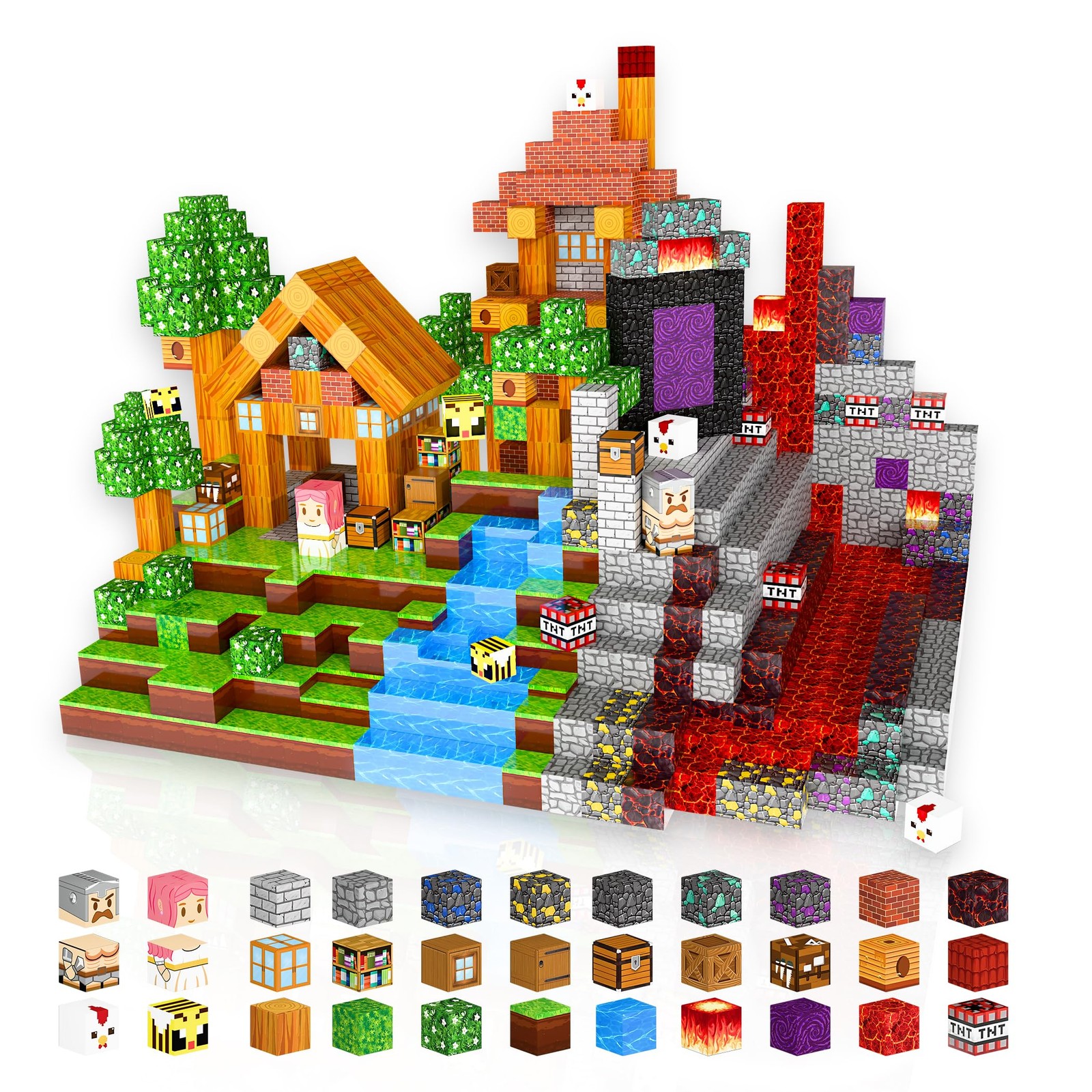 Nurcazo 150PCS Magnetic Building Blocks Set – 0.8in Pixel World Construction Toy