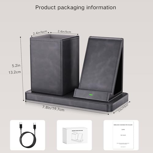 Multi-Functional Pencil Holder for Desk,Vegan Leather Organizers with Gray