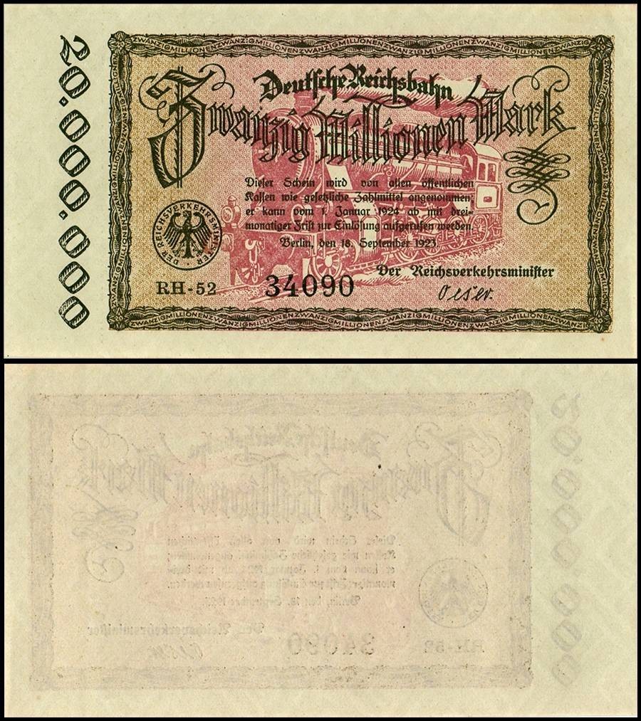 Germany 20 Millionen - Million Mark, 1923, P-S1015, Used