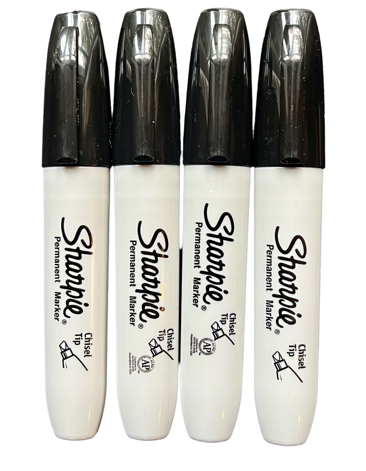 Sharpie Chisel Tip Markers Permanent BLACK Ink Large Broad Marker 4-count