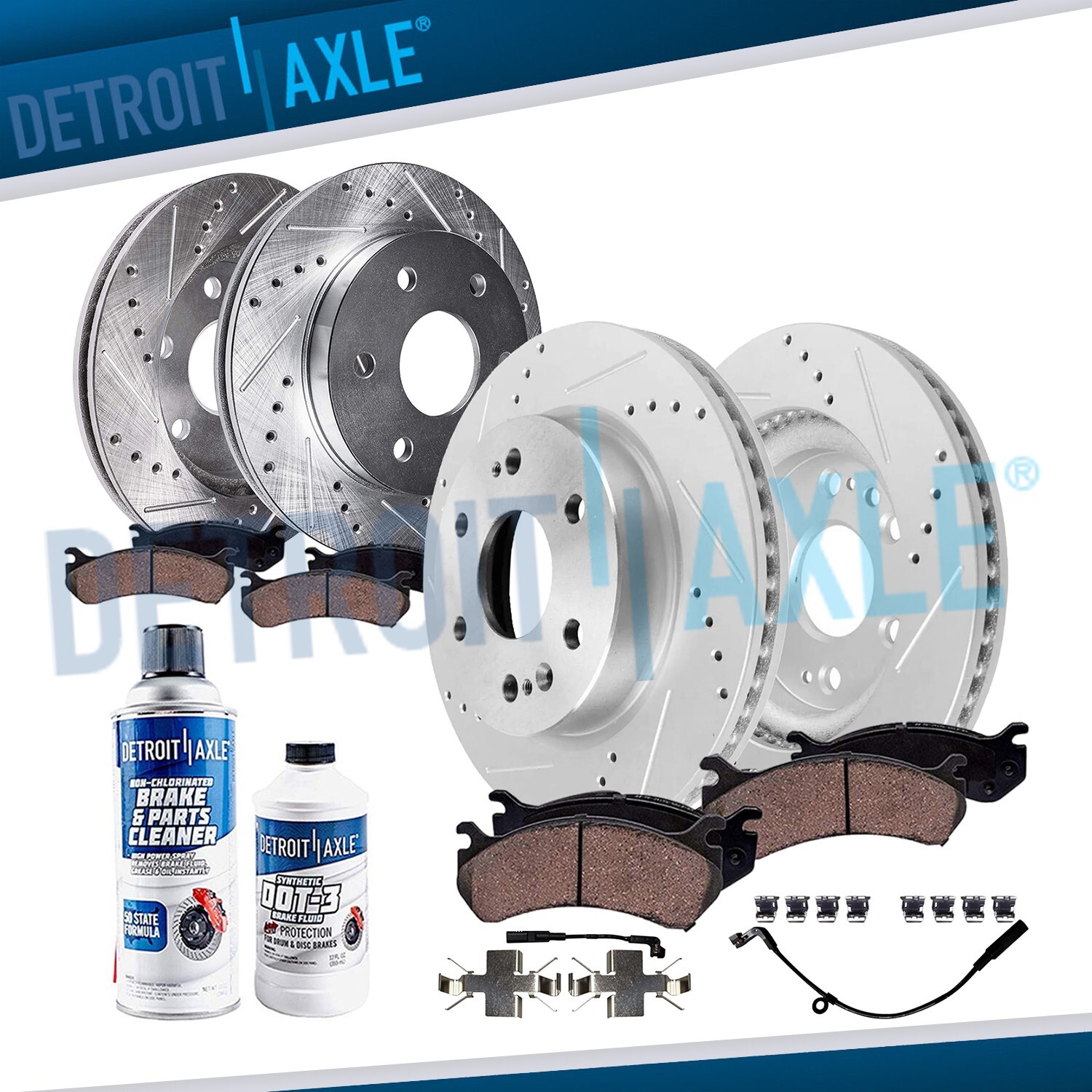 Front Rear Drilled Rotor Brake Pad for Silverado Sierra 1500 Yukon XL Escalade