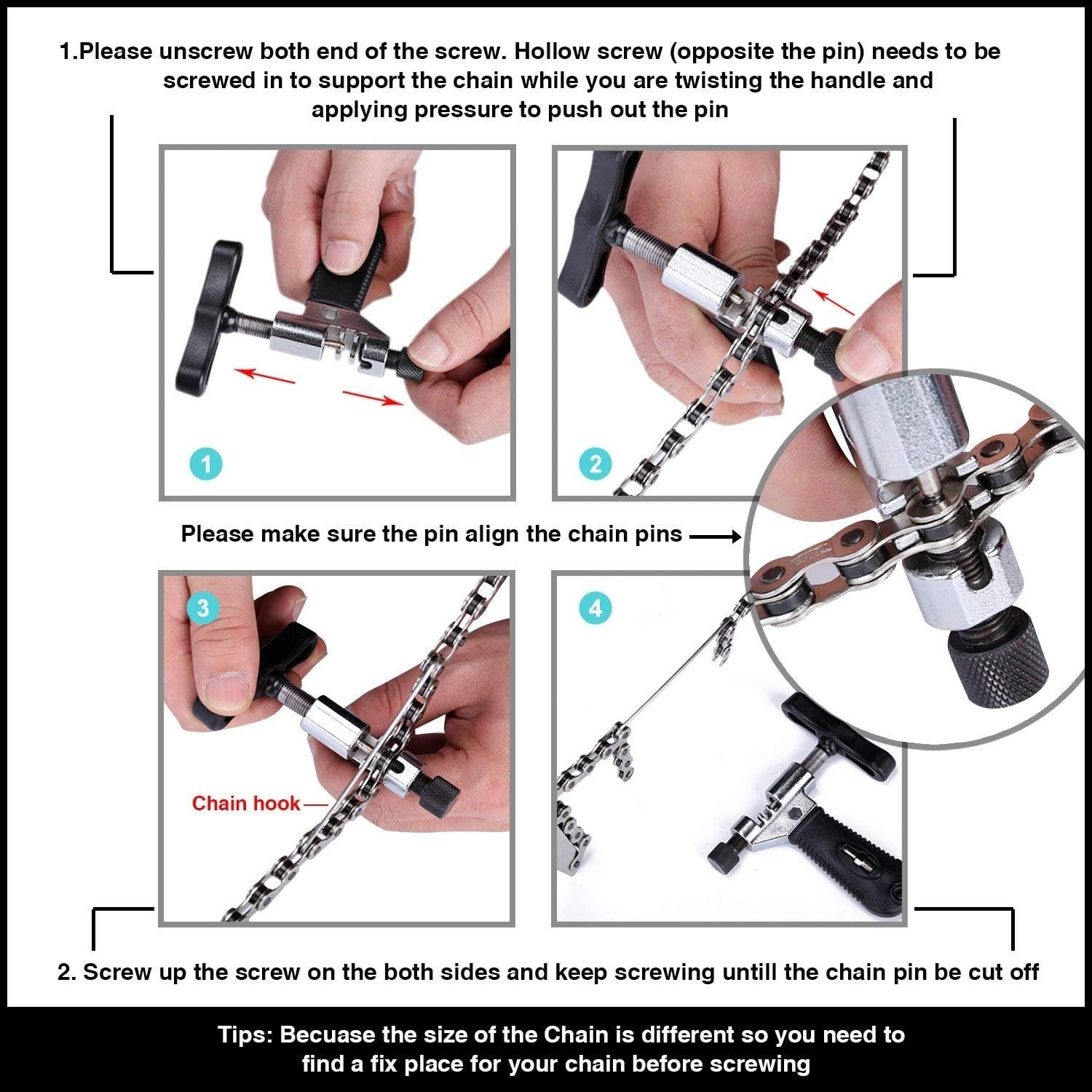 Versatile Chain Breaker and Installer Kit – Fits 7/8/9/10 Speed Bicycle Chains