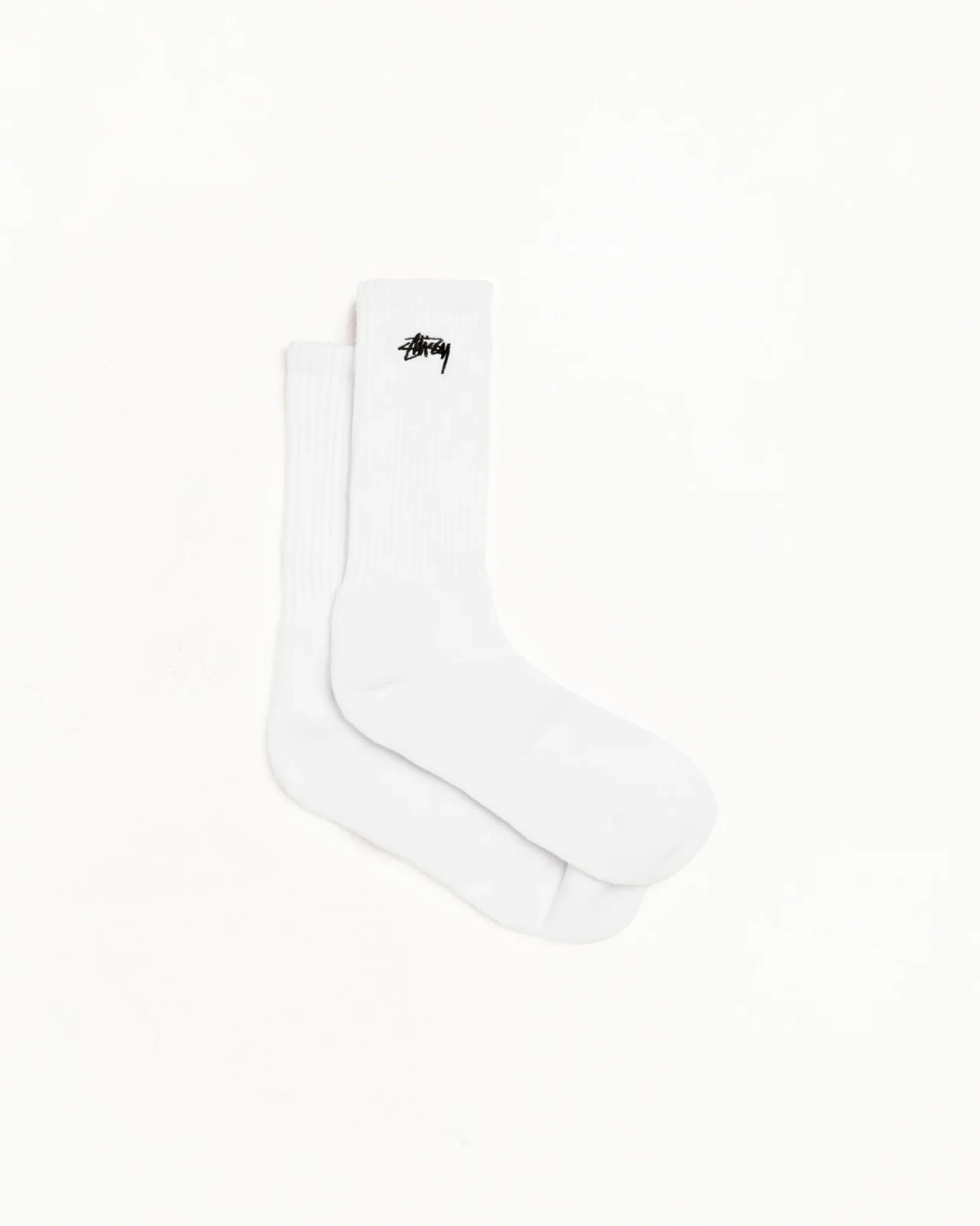 Stussy Stock Crew Socks White Size 8-13 Brand New Authentic (Pair)