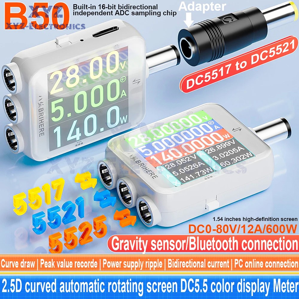 B50 DC5.5 High Precision Tester Digital Voltage Current Power Meter Multimeter