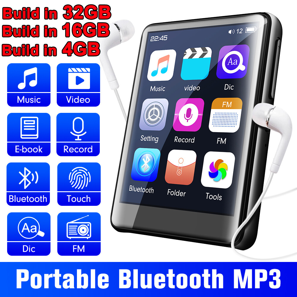 32GB/16/4GB MP3 Player Bluetooth HiFi Sound Music Player FM Radio Voice Recorder