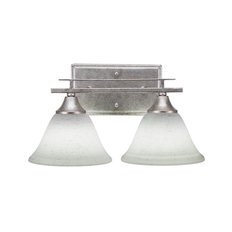 Toltec Uptowne 2-LT Bath Bar, Aged Silver, 7" White Muslin Glass - TZ132-AS-311
