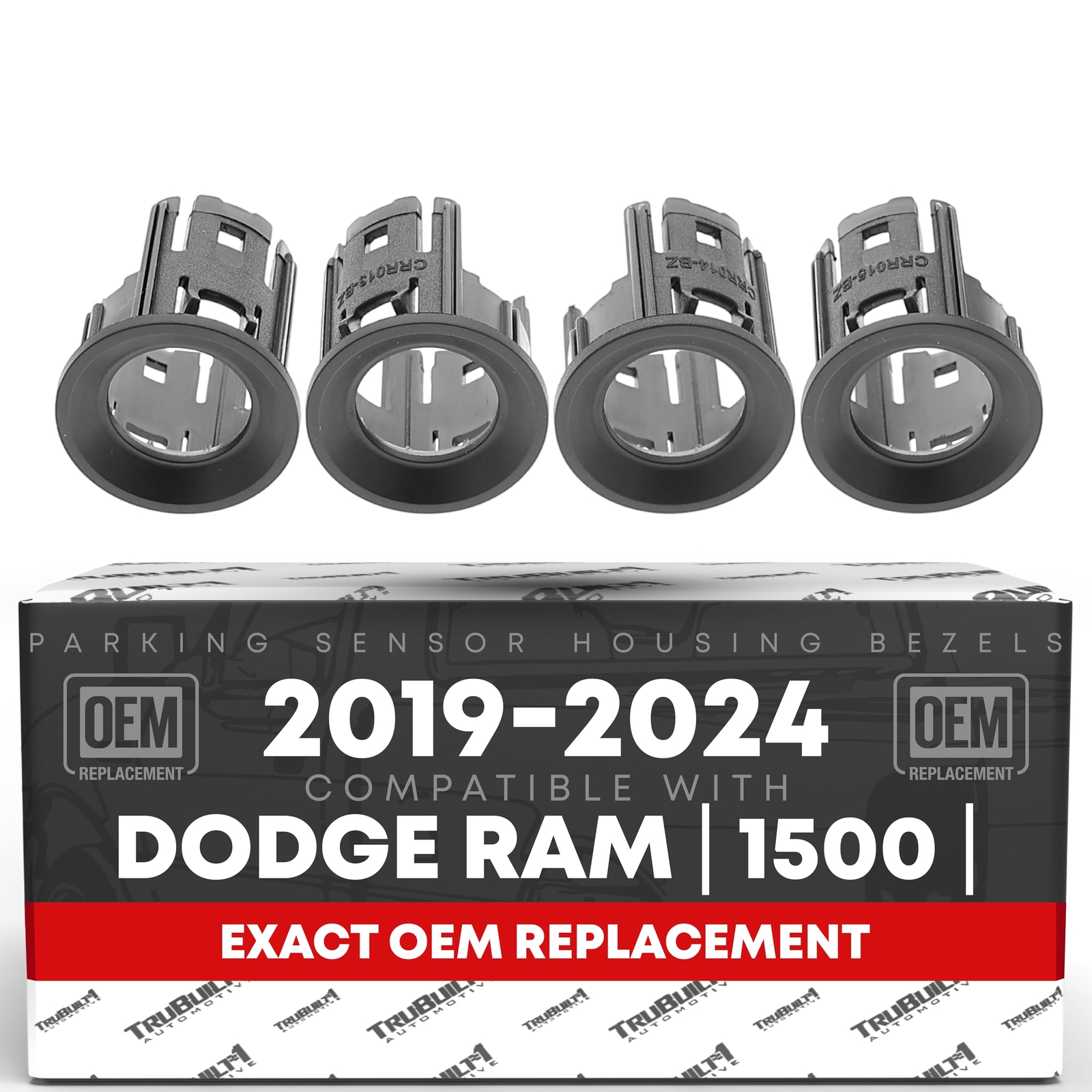 4-pc Parking Sensors Housing Bezel for 19-24 Dodge Ram 1500 - Bumper Parking ...