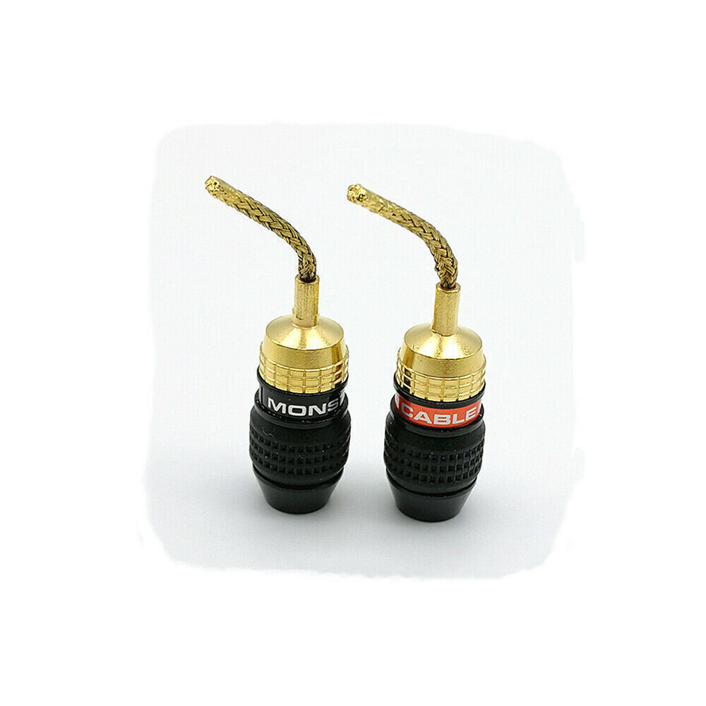 2x/lot 2MM Monster Copper Wire Gold-Plated Banana Plug Speaker Braided Connector